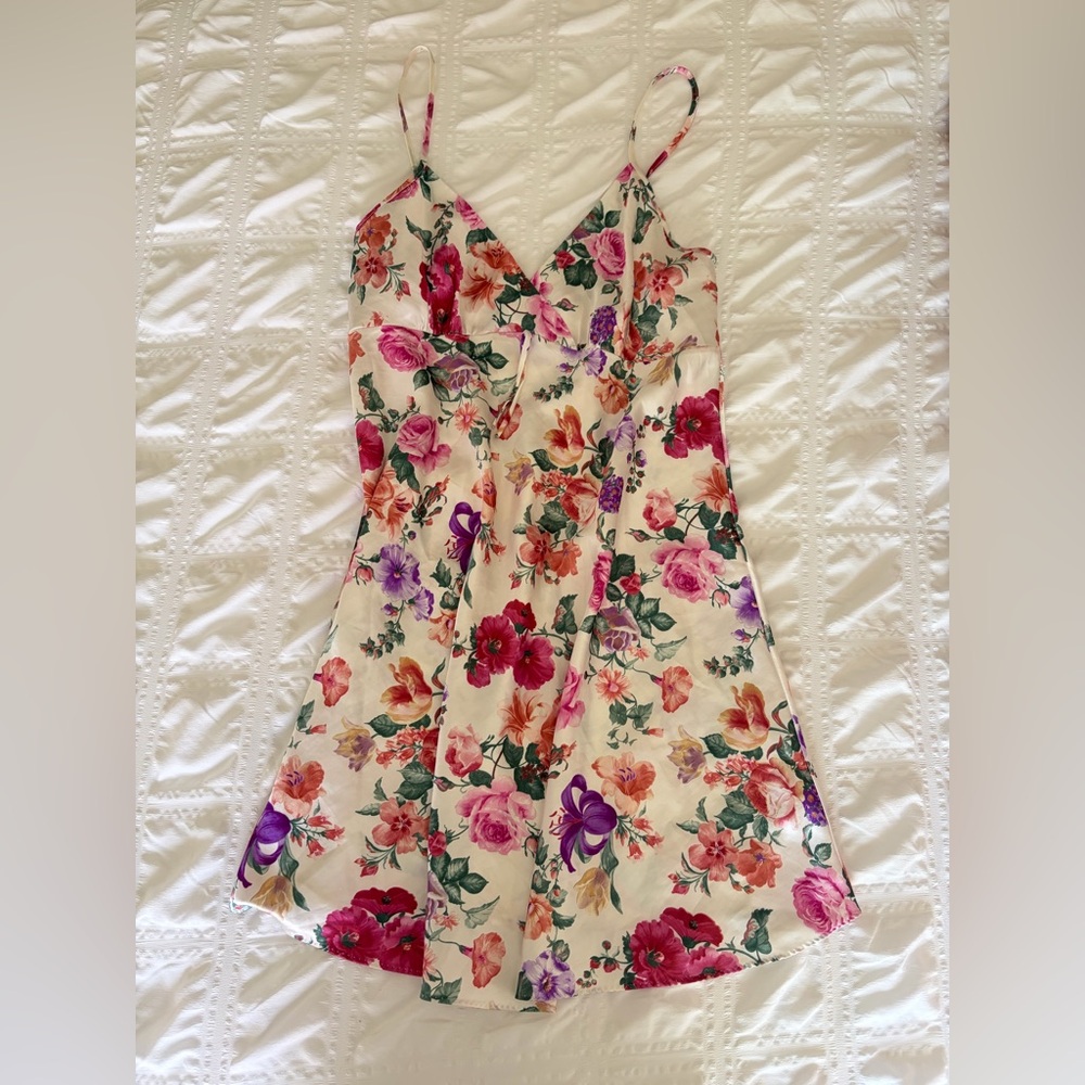 Floral Slip Dress with Pink & Purple Blooms
